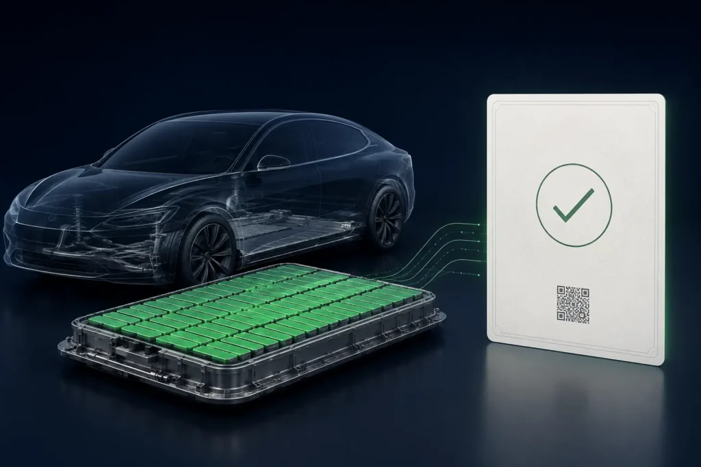 Onafhankelijke analyse van een EV-accu met digitaal batterijcertificaat