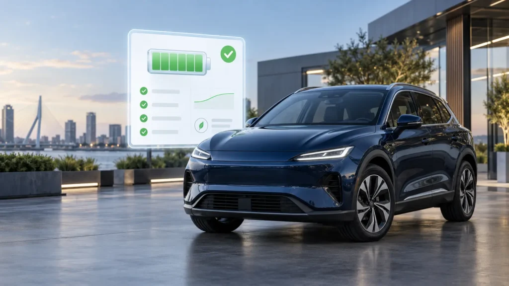 Accucheck van een gebruikte elektrische auto beoordelen voor aankoop
