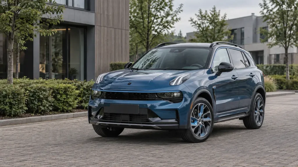 Blauwe Lynk & Co 01 bij artikel over Lynk & Co accu testen op locatie