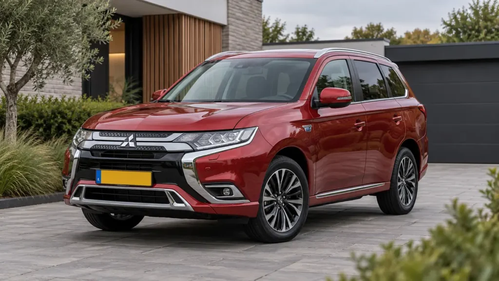Rode Mitsubishi Outlander PHEV bij artikel over Mitsubishi accu testen op locatie